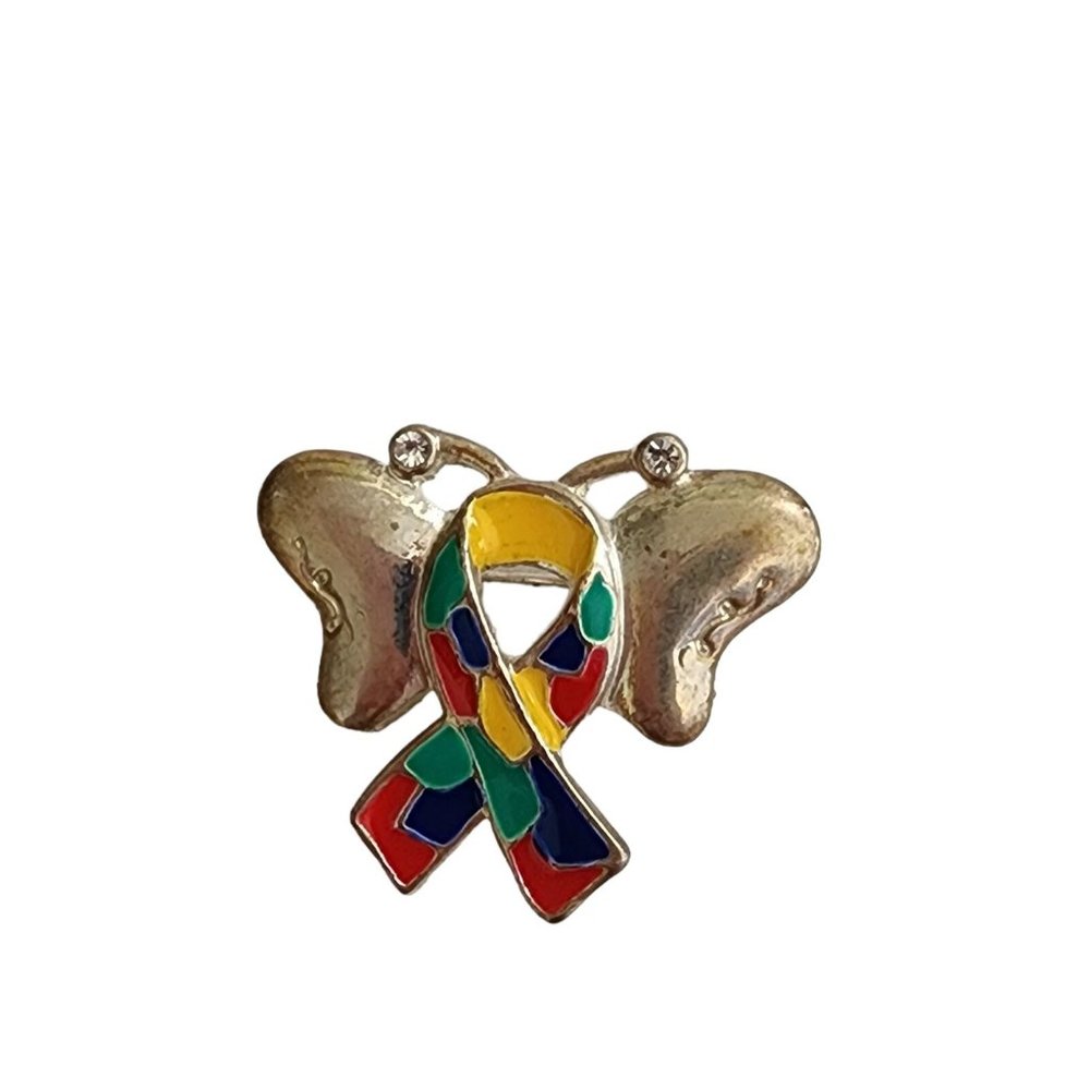 Butterfly Autism Ribbon Pin Brooch - Picture 3 of 13